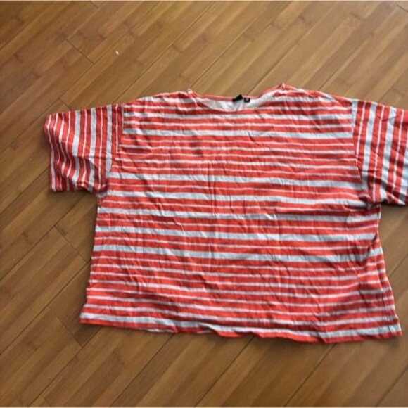 Marimekko x Uniqlo Orange Striped Boxy T-shirt - Women's 2XL XXL - Picture 1 of 3